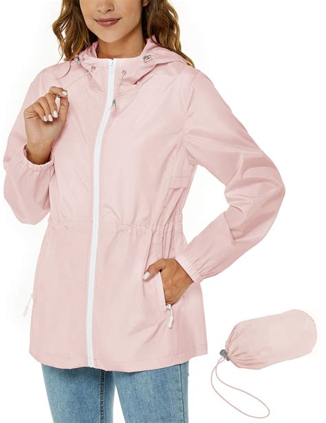 Avoogue Womens Raincoat Waterproof Rain Jacket Lightweight Packable ...