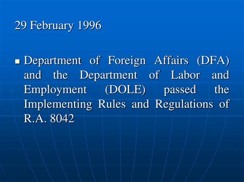 PPT - Migrant Workers and Overseas Filipinos Act of 1995 as amended by