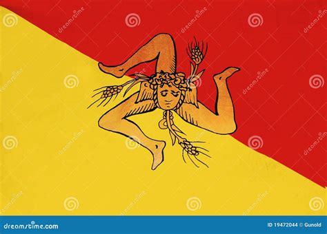 Flag Of Sicily With Trinacria Symbol. Italy Stock Photography ...