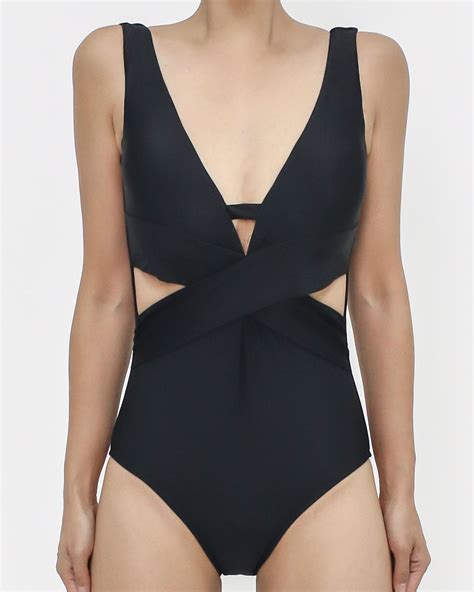 black plunge cutout one piece-swimwear *pre-order* – STYLEGAL