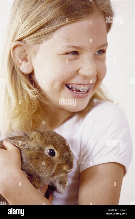 Girls, rabbits, portrait, child, childhood, brace, pygmy rabbit, "bunny ...