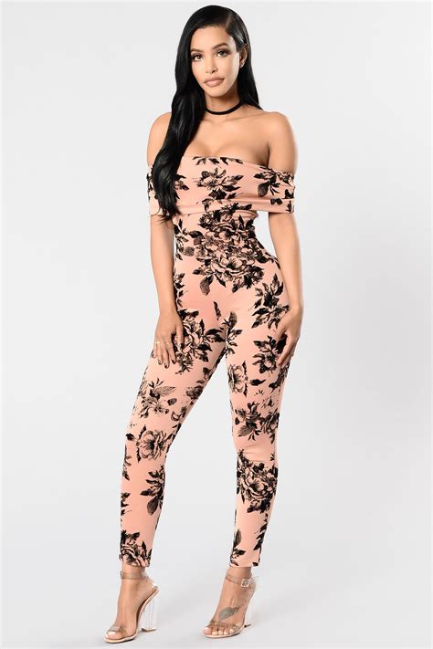 Everything Is Rosey Jumpsuit - Nude Rose/Black | Fashion Nova