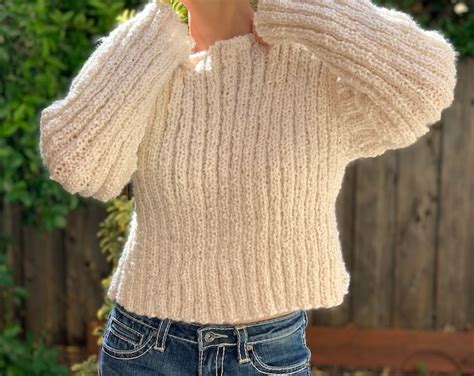 Easy Ribbed Ladies Sweater Knitting Pattern Both Long and - Etsy