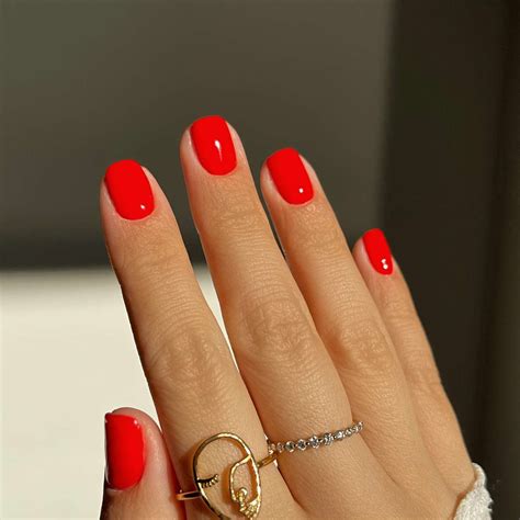 simple red nail ideas short 6