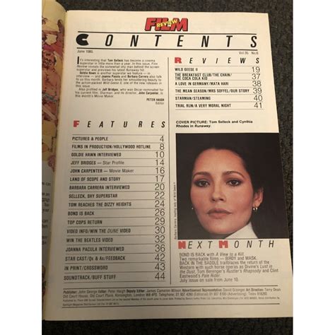 Film Review Magazine June 1985 James Bond Tom Selleck Goldie Hawn