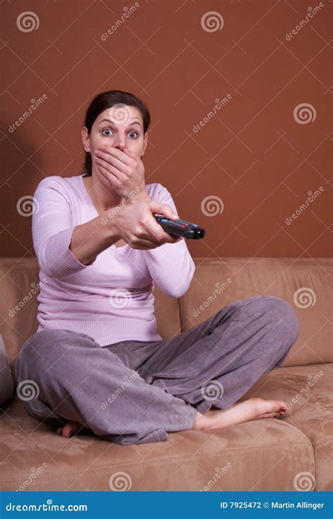 Frightening TV stock photo. Image of brunette, lifestyle - 7925472 