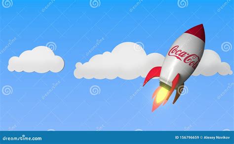 COCA-COLA Logo Against a Rocket Mockup. Editorial Success Related 3D ...