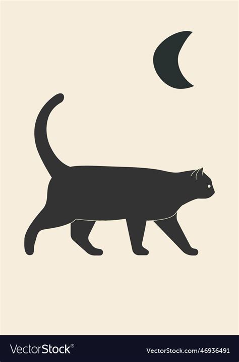 cat  moon poster royalty  vector image vectorstock