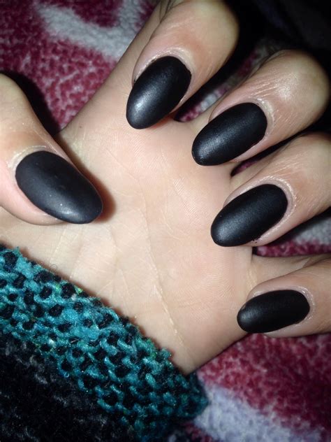 Matte black almond shape nails | Pointy nails, Nails, Almond shape nails