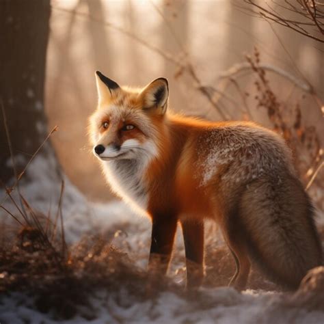 Premium AI Image | A fox is standing in the snow with the snow on the ...