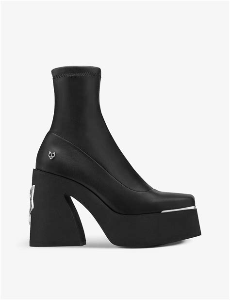 Naked Wolfe Illuminate Faux-leather Heeled Ankle Boots in Black | Lyst