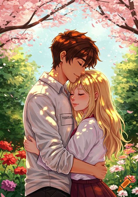 hugging anime couple