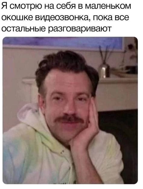 ﻿Я смотрю на себя в маленьком окошке видеозвонка, пока все остальные ...