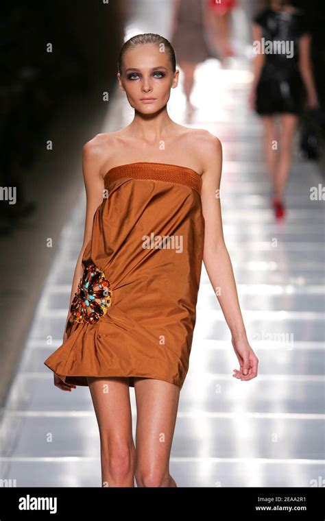 Ukrainian supermodel Snejana Onopka displays a creation by U.S ...