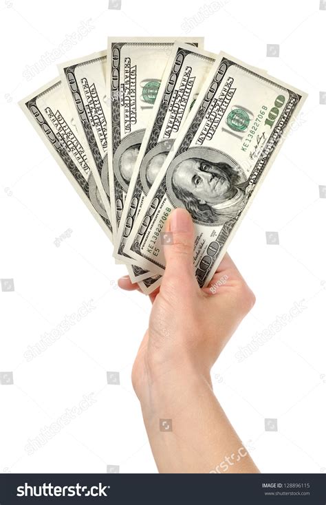 Hand Money Isolated On White Background Stock Photo 128896115 ...