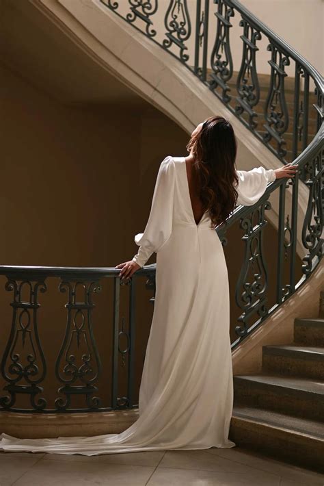 1646 | Martina Liana | Chic Long Sleeve Charmeuse Wedding Dress with