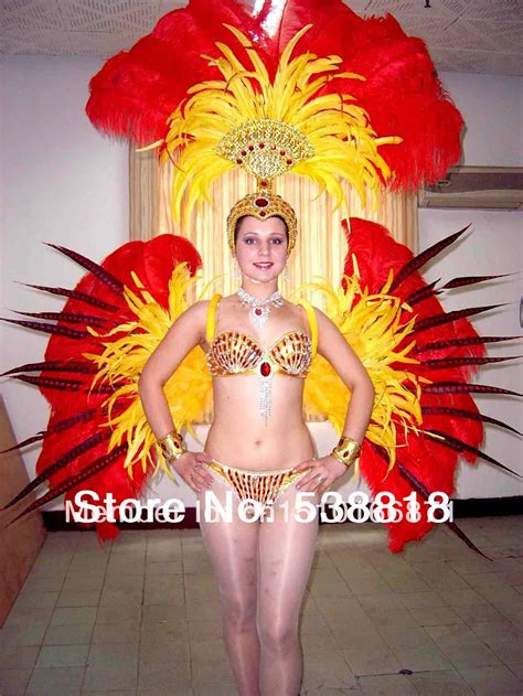 HOT!!! 2014 Sexy Rio Carnival Costume Ostrich Feather Wings Headdress ...