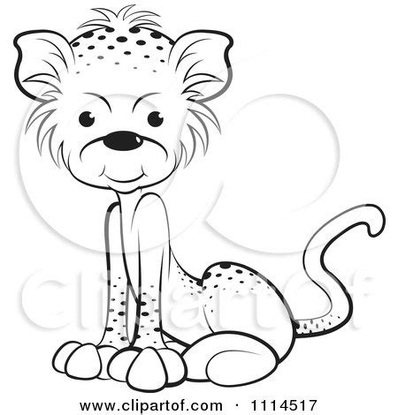 Clipart Black And White Sitting Leopard Cub - Royalty Free Vector ...