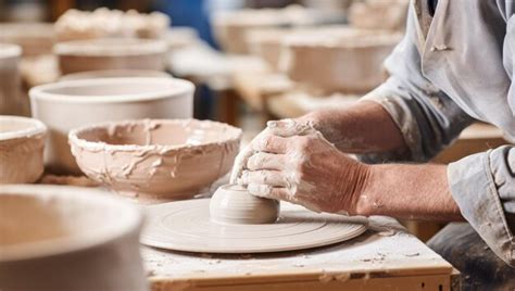 premium ai image potter working  pottery wheel   pottery workshop