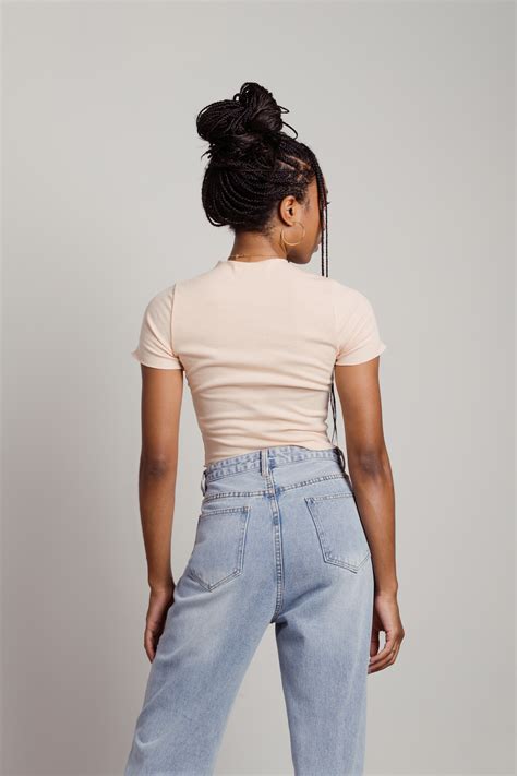 Quinn Peach-Orchid Colorblocked Exposed Stitch Crop Top - $20 | Tobi US