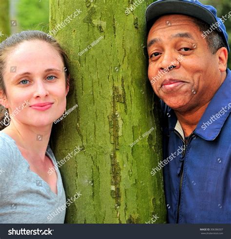 Interracial Couple Bonding Together Outside Next Stock Photo 306386507