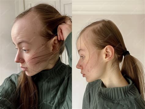 Premium Photo | Young woman with hair loss problem Bald head of a woman