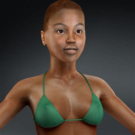 young black female nude 3d model