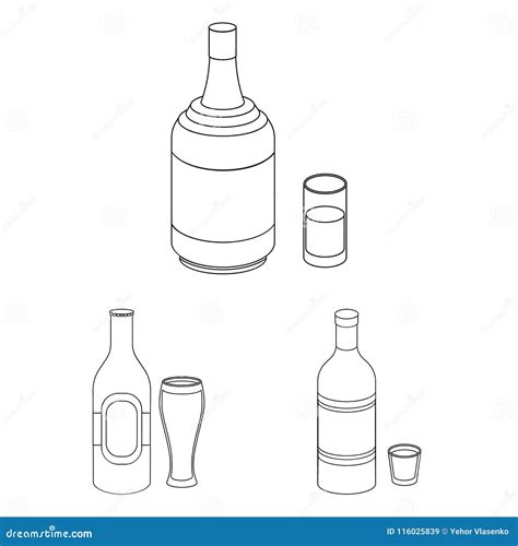 Types of Alcohol Outline Icons in Set Collection for Design. Alcohol in ...