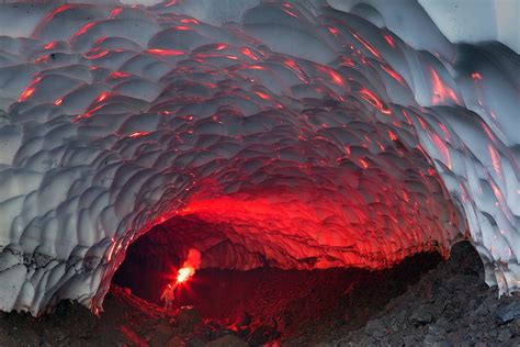 Fire & Ice: A Walk Inside an Ice Cave Next to the Mutnovsky Volcano in ...