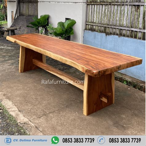 meja makan kayu solid utuh lembaran firniture jati jepara