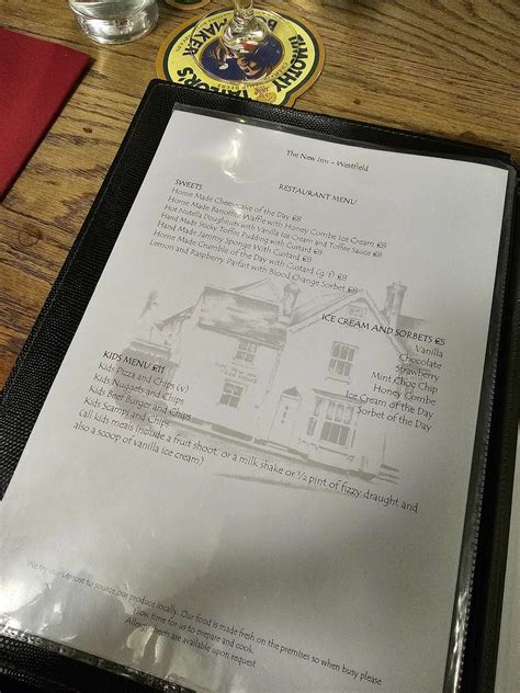 Menu at The New Inn pub & bar, Westfield