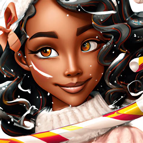 3D Dark Brown Skin Girl Christmas Avatar · Creative Fabrica