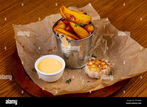 French fry potato with sauce Stock Photo - Alamy