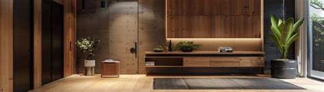 premium photo wooden elements  contemporary entryway design