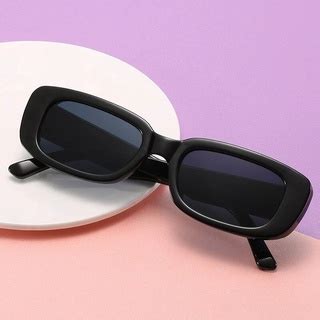 Cermin mata hitam wanita cermin mata hitam perempuan Viral Sunglasses Retro Small Square ...