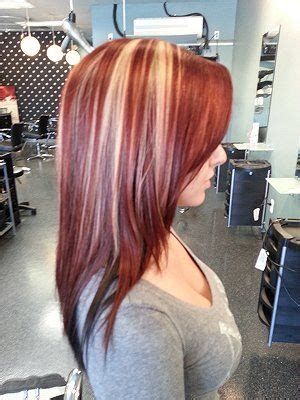 Dark red | Red blonde hair, Red hair with blonde highlights, Hair ...