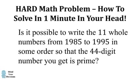 HARD Math Problem Solved Mentally In 1 Minute! – Mind Your Decisions