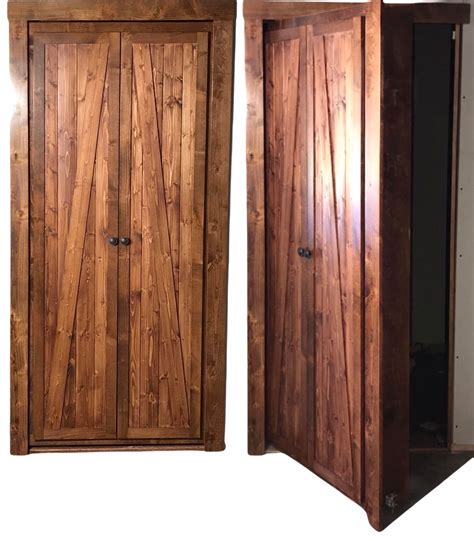 Hidden Bookcase Door with Barn Style cabinet doors | Hide-A-Way-Doors
