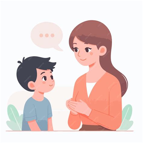 Premium Vector | Mom talking to son in flat design style