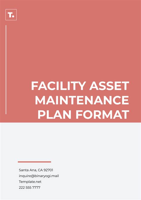 Free Facility Asset Maintenance Plan Format Template to Edit Online