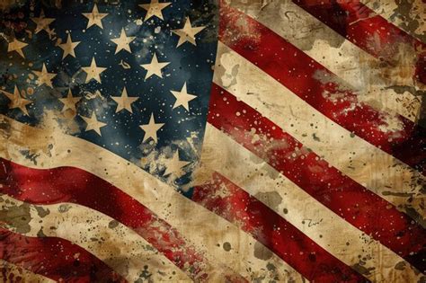 Vintage American Flag Background with Grunge Effect for print or web