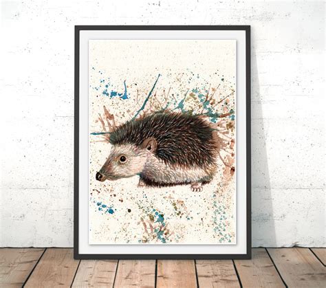 Hedgehog Art Print Hedgehog Illustration Garden Wildlife wall | Etsy