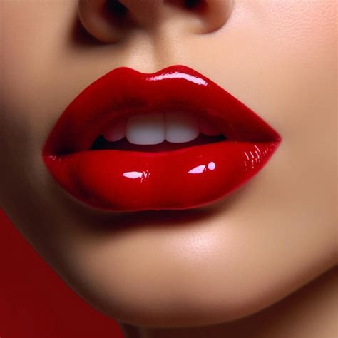 premium photo  woman  bright red lipstick   lips