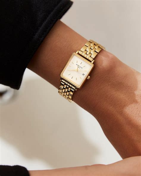 Gold women's watch - Gold stainless steel strap | The Boxy | Rosefield ...