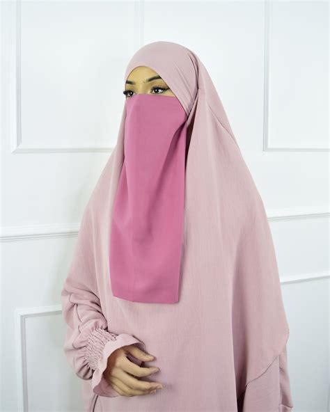 Half Niqab Premium Chiffon Pink - Ina Collection