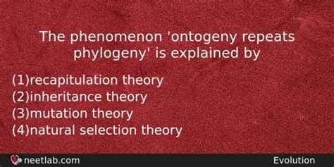 The phenomenon 'ontogeny repeats phylogeny' is explained by - NEETLab