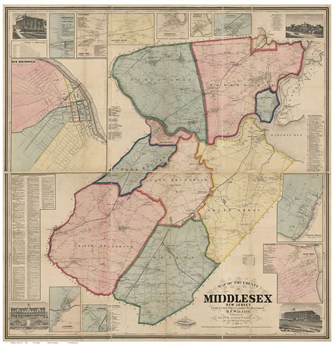 Middlesex County New Jersey 1861 - Old Map Reprint - OLD MAPS