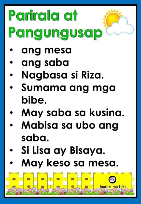 Teacher Fun Files: Mga Parirala at Pangungusap sa Pagsasanay sa Pagbasa