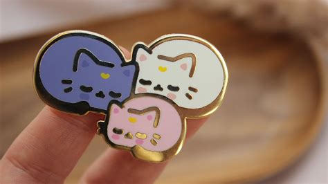 Trio moon cat enamel pin tsuki neko pin – Artofit