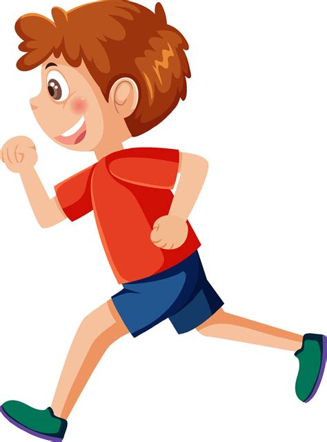 child boy  sportswear running fast flat cartoon vector illustration